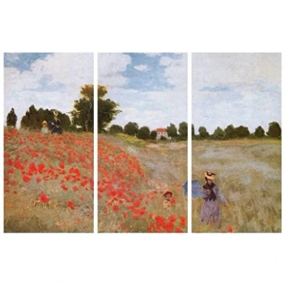 Abbildung von 1art1 Claude Monet Poster Mohnblumen, 1873, 3 Teilig Bilder Leinwand Bild Auf Keilrahmen XXL Wandbild Kunstdruck Als Leinwandbild 120x80 cm