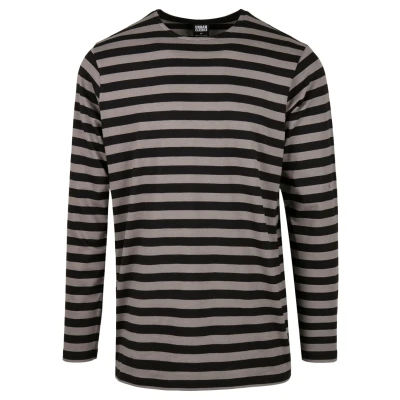 Abbildung von Urban Classics Stripe LS Langarmshirt, Herren, Größe: Medium, Asphalt/black