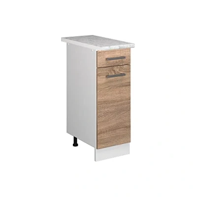 Abbildung von Vicco Unterschrank R Line, Sonoma/Weiß, 30 cm mit Schublade, Arbeitsplatte
