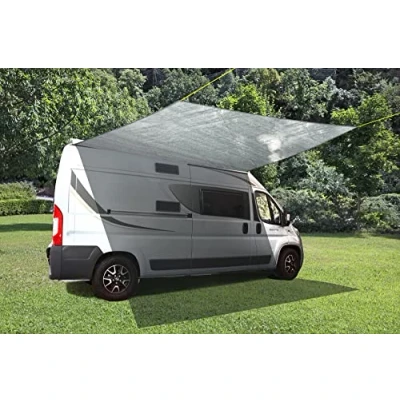 Abbildung von BRUNNER Deflector Square Sonnensegel, Sonnenschutz für Wohnwagen, Wohnmobil, Lieferwagen, Kleinbusse und Van, Befestigungszubehör 2 Stangen im Lieferumfang enthalten, 360 x cm