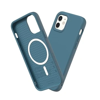 Abbildung von RhinoShield Case kompatibel mit [iPhone 12 Mini] SolidSuit MagSafe Stoßdämpfende &amp; schlanke Schutzhülle Premium Finish 3.5 Meter Fallschutz Ozeanblau