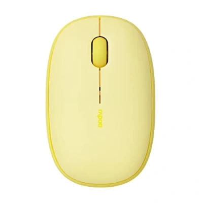 Abbildung von Rapoo M660 Silent kabellose Maus wireless Mouse 1300 DPI Sensor 9 Monate Batterielaufzeit leise Tasten ergonomisch für Rechtshänder und Linkshänder PC &amp; Mac gelb