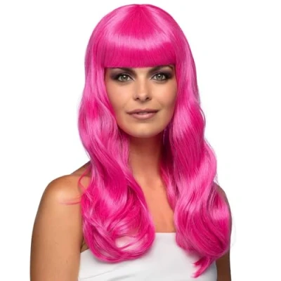 Abbildung von Boland Kostüm Perücke Lange Haare rosa für Fasching