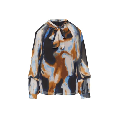 Abbildung von comma Gemusterte Schluppen Bluse, Damen, Größe: 32, Royalblau