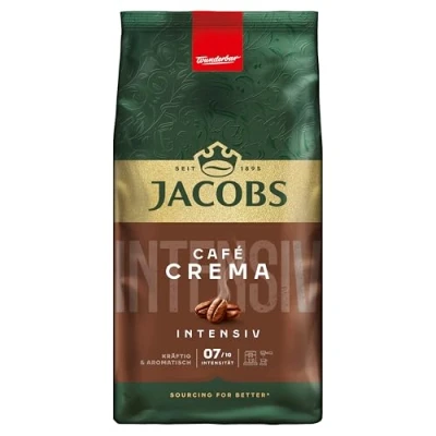 Abbildung von Jacobs Café Crema Intense Kaffeebohnen 1kg Intensiv, Nussig, Kakao Note, Arabica &amp; Robusta Bohnen, Intensität 7/10, ideal für