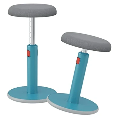 Abbildung von Leitz Active Sitz Steh hocker, Ergonomischer höhenverstellbarer Wipphocker für 46 cm bis 79 Höhe, Runder Bürodrehstuhl/ Ergo Cosy Serie, blau, 65180061