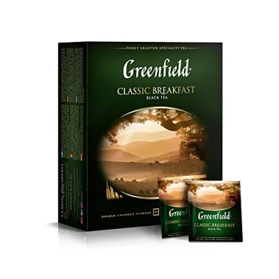 Abbildung von GREENFIELD CLASSIC BREAKFAST Originaler Frühstückstee Der feinste schwarze Tee Schwarztee 100 teebeutel Hochwertiger Black Tea Bags Gluten frei Kosher 200g