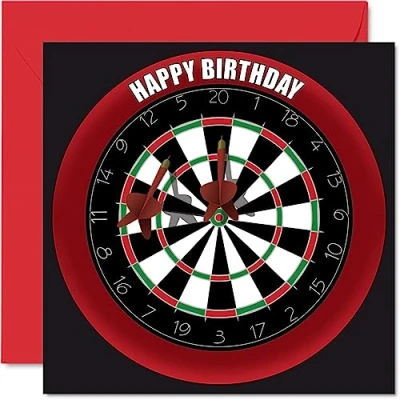 Abbildung von Lustige Geburtstagskarte zum 32. Geburtstag für Männer und Frauen Dartscheibe Happy Birthday Karte Vater, Mutter, Sohn, Tochter, Bruder, Schwester, Onkel, Tante, Cousin, 145 mm x mm,