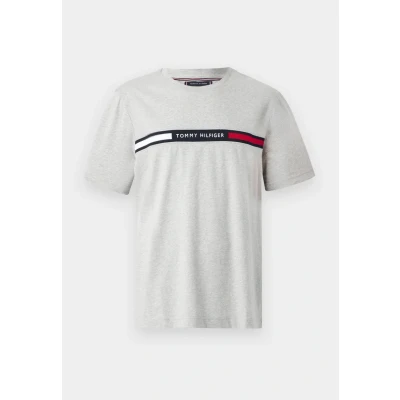 Abbildung von Tommy Hilfiger Herren T Shirt Kurzarm Rundhalsausschnitt, Grau (Light Grey Heather), M