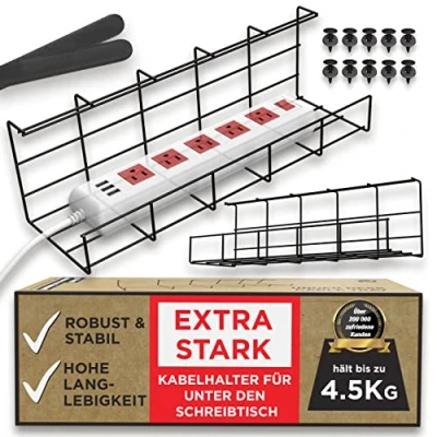 Abbildung von Scanfield Kabelmanagement Unter Tisch, 2er Set Kabelkanal Schreibtisch, Modulare Kabelhalter mit Zirkulation, Kabelwanne Unterbau, Einfache Montage, Schwarz