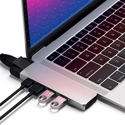Abbildung von Satechi USB C Pro Hub 4K HDMI mit Ethernet silber ST TCPHES