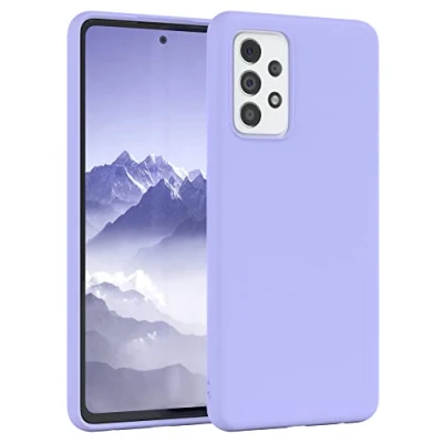 Abbildung von EAZY CASE Premium Silikon Handyhülle kompatibel mit Samsung Galaxy A72, A72 (5G), Slimcover Kameraschutz und Innenfutter, Hülle, Schutzhülle, Bumper, Handy Case, Softcase, Lila Blau