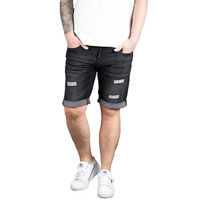 Abbildung von Indicode Joey Herren Shorts Jeansshorts Stretch Kurze Hose Jeans Short Denim (3XL, Black Holes)