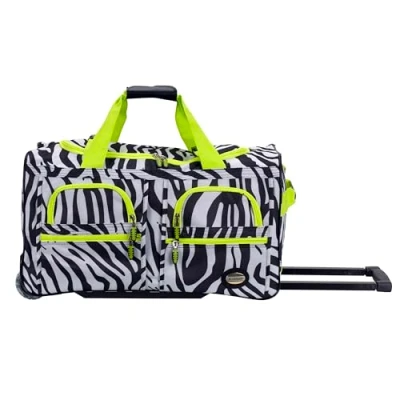Abbildung von Rockland Seesack zum Rollen, Limettengrün/Zebramuster, 22 Inch, Reisetasche mit Rollen