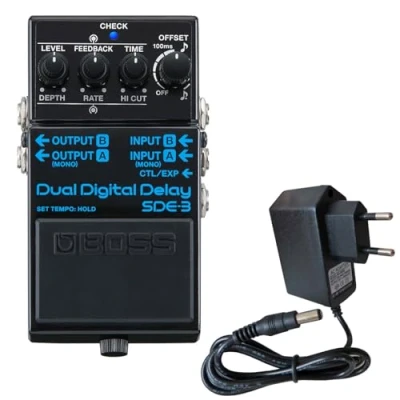 Abbildung von Boss SDE 3 Digital Dual Delay Pedal Effektgerät mit keepdrum 9V Netzteil