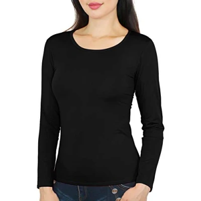 Abbildung von dy_mode Thermohemd Damen Thermo Langarmshirt Frauen Shirt Innenfutter Rundhals Gefüttert