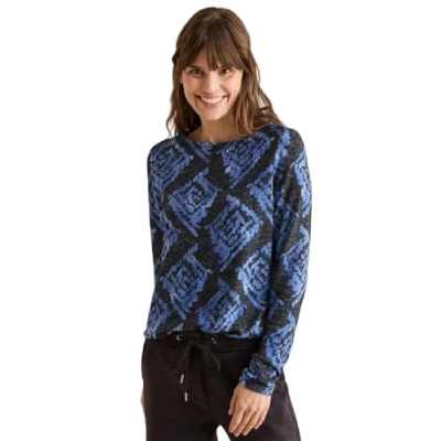 Abbildung von CECIL Damen B322664 Kuscheliges Print Shirt, Universal Blue Melange, L EU