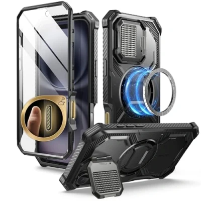 Abbildung von i Blason Armorbox für iPhone 16 Hülle mit Kameraschutz Ständer Kompatibel MagSafe Handyhülle Bumper Case Robust Schutzhülle Displayschutz (6.1&#039;&#039;) 2024 (Schwarz)