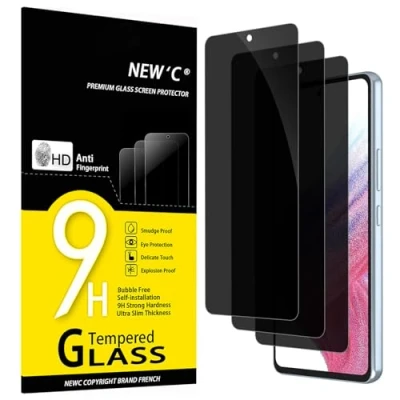 Abbildung von NEW&#039;C 3 Stück, Sichtschutz Panzer Schutz Glas für Samsung Galaxy A53 5G, Ausgewogener 35 Grad schutzwinkel mit Augenschutz, Ultra Haltbare 9H Härte, Blasenfrei