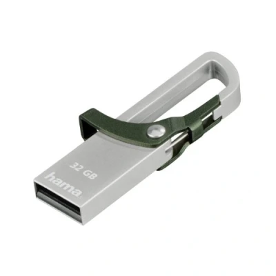 Abbildung von Hama 32GB USB Stick USB2.0 Datenstick mit Karabiner (15 MB/s, Memory besonders geeignet für Befestigung am Schlüsselbund oder Geldbeutel, Speicherstick, Windows/MacBook) grün
