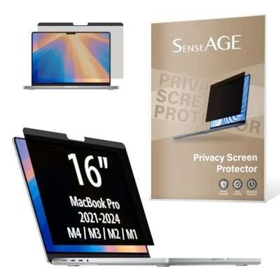 Abbildung von SenseAGE Magnetischer Blickschutzfilter für MacBook Pro 16 Zoll (2021 2023 M1/M2/M3), Anti Spy &amp; Blaulicht Sichtschutzfolie, Laptop Privacy Screen Protector 16&quot; Sichtschutz Filter