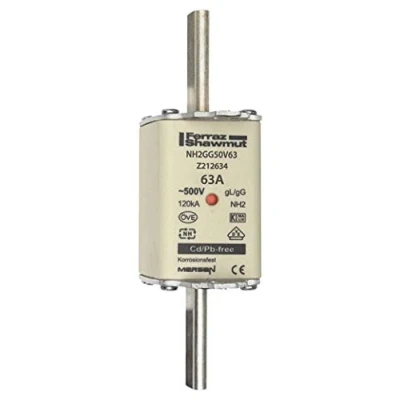 Abbildung von Mersen NH Zero Sicherungseinsatz NH2GG50V63 Gr.2, 63A AC500V 8430399001999