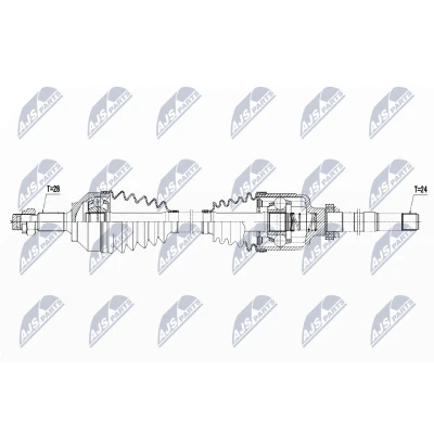Abbildung von NTY NPW PE 029 Antriebswelle Vorderachse rechts 1015 PEUGEOT: 508 I SW