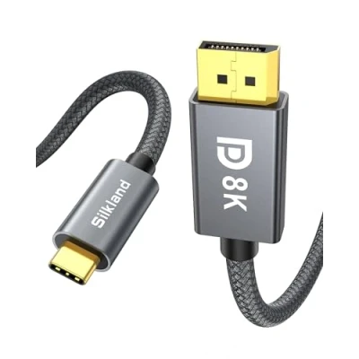 Abbildung von Silkland USB C DisplayPort 1.4 Kabel 2M [8K@60Hz, 4K@240Hz/144Hz, 2K@240Hz, 32,4Gbps], Thunderbolt 4/3 auf für iPhone 15 Serie, MacBook Pro/Air M1/M2 iPad Pro/Air, Galaxy S8 S24, XPS