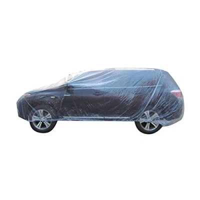 Abbildung von Mintice Klarer Kunststoff Einweg universelle Autoabdeckungen Regen Staub Garage Abdeckung wasserdicht Zwischenlagerung Autoplanen 4.8m*7.5m