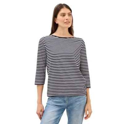 Abbildung von CECIL Damen 3227486 Gestreiftes Shirt, urban Dark Blue, Small