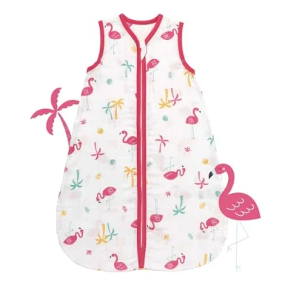 Abbildung von schlummersack Schlafsack Baby Sommer 110 cm dünn Bambus Musselin Flamingo Babyschlafsack 0.5 Tog 0 5 ungefüttert