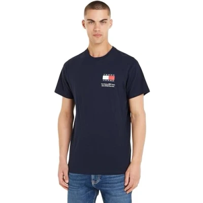 Abbildung von Tommy Jeans SLIM Essential FLAG TEE Tshirt print, Herren, Größe: XS, Dark night navy