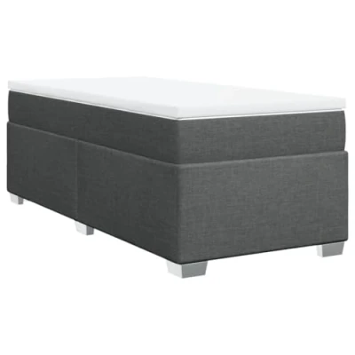 Abbildung von vidaXL Boxspringbett mit Matratze, Bett Bettfüße Matratzenauflage, Einzelbett für Schlafzimmer, Polsterbett Bettgestell Lattenrost, Dunkelgrau 90x200cm Stoff