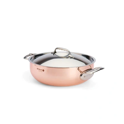 Abbildung von de Buyer Konischer Bratentopf aus Kupfer PRIMA MATERA mit Henkel und Deckel Edelstahl 28 cm 6232.28
