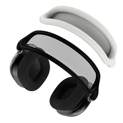 Abbildung von MyGadget Kopfband Abdeckung kompatibel mit Apple Airpods Max Schutzhülle aus weichem Silikon Komfort Headband Schutz in Weiß