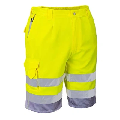 Abbildung von Portwest Warnschutz Shorts aus Polyester Baumwolle, Größe: L, Farbe: Gelb/Grau, E043YGYL