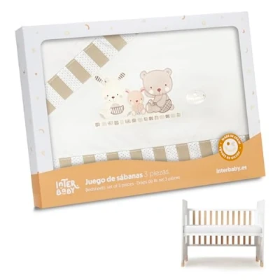 Abbildung von Interbaby 03100 05 Bettwäsche babybett 100% Baumwolle Modell: Love, beige, 0.7 kg