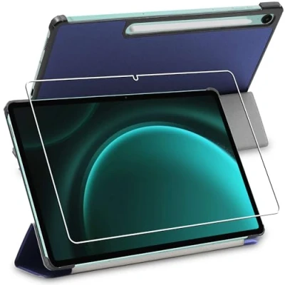 Abbildung von ebestStar Hülle für Samsung Galaxy Tab S9 FE X510N, 5G X516B, Slim Smart Cover (Ultra Dünn), Schutzhülle Etui, Ständer Case Cover, Dunkelblau + Panzer Schutz Glas