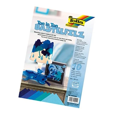 Abbildung von folia 520493 Bastelfilz Ton in Ton, 20 x 30 cm, 10 Blatt sortiert Blautönen ideal für vielfältige Bastelarbeiten