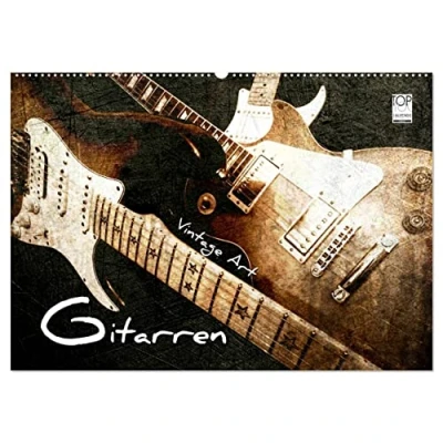 Abbildung von GITARREN Vintage Art (Wandkalender 2025 DIN A2 quer), CALVENDO Monatskalender