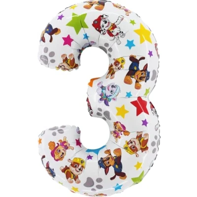 Abbildung von Toyland® 26 Zoll Paw Patrol Zahlen Folienballon Kinder Partyballons Nummer 16 erhältlich (ZAHL 3)