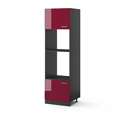 Abbildung von Vicco Mikrowellenumbauschrank R Line, Bordeaux Hochglanz/Anthrazit, 60 cm