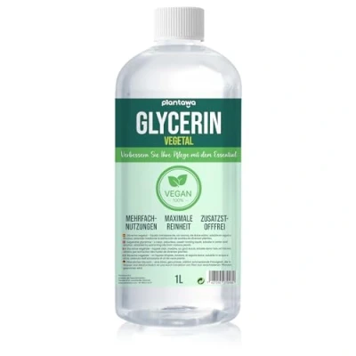 Abbildung von PLANTAWA Pflanzliches Glycerin 1L 99,5% Für die Herstellung von Seifen, Feuchtigkeitsspendend und Feuchtigkeitserhaltend : Natürliches Flüssiges Shampoos, Cremes