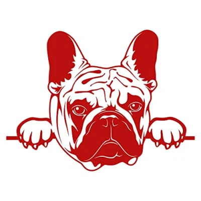 Abbildung von Finest Folia Aufkleber Peeking Animals Tiere Deko Sticker selbstklebend wasserfest für Auto Kühlschrank Laptop Koffer Autoaufkleber K151 (Karminrot, 02 Bulldogge)