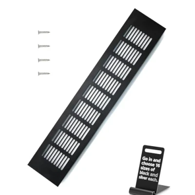 Abbildung von Lüftungsgitter Schwarz 400 mm, WJUAN Belüftungsgitter Aluminium Abluftgitter Eckig, fur Belüftung von Schränken und Schlafzimmern
