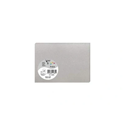 Abbildung von Clairefontaine 11389C Packung mit 25 Karten Pollen Format C6 11x15,5cm, 210g, ideal für Ihre Korrespondenz und Einladungen, Silber, 1 Pack