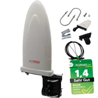 Abbildung von [Test SEHR GUT, Note 1.4 *] Anadol AXRED AX075 DVBT2 Antenne mit Verstärker 36dBi für außen, DVBT Receiver Fernseher DAB DAB+ FM Radio, DVB T T2 Antennen, Zimmerantenne, Freenet TV