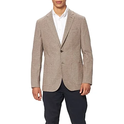 Abbildung von HACKETT LONDON Mens Strch Flan Ptooth JKT Jacket, 8LGBROWN/BEIGE, 34W/32L