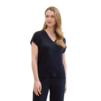 Abbildung von TOM Tailor MIT Vausschnitt Tshirt basic, Damen, Größe: Medium, Sky captain blue
