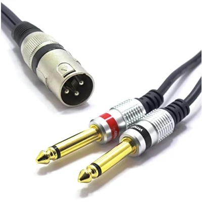 Abbildung von VITALCO XLR Stecker auf 2x 6.3mm TS Klinke Kabel 1.5m Mikrofonkabel 3 Polig Mono Klinkenstecker Audio Adapter
